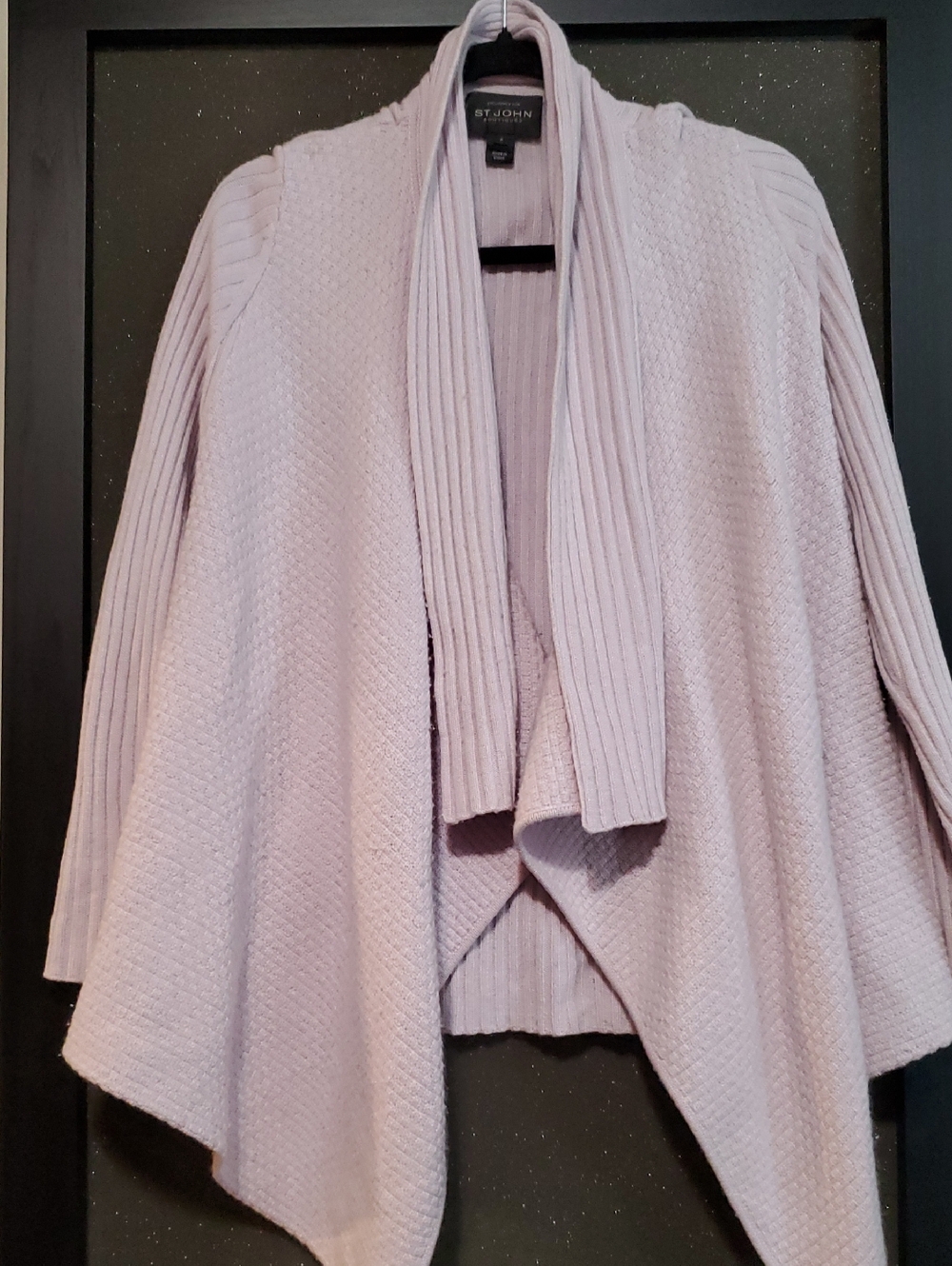 WOMENS St. John Boutique Lavender Draped Open-Front Cardigan Size P